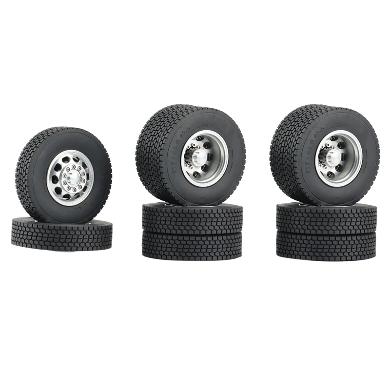 

Metal Front & Rear Wheel Rims Hub With 22Mm Rubber Tires For 1/14 Tamiya SCANIA Semi RC Trailer Tractor Truck Car Parts B