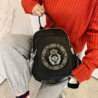 Women's Backpack High Quality Leather Backpacks Ladies 2024 New Casual Diamond Shoulder Bags For Women Travel Bag Female 1