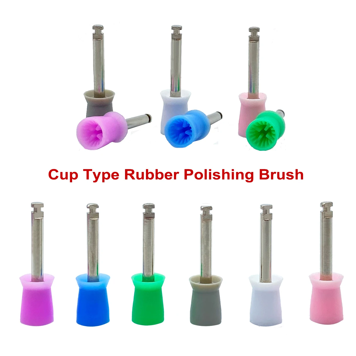 100 Pcs Dental Polishing Cup Rubber Polish Prophy Nylon Latch Mixed