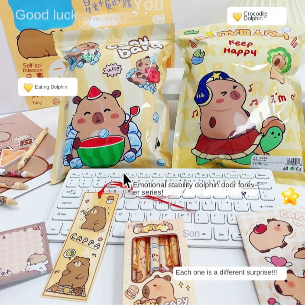 Stationery Gift Box Eraser Cartoon Stationery Blind Bag Capybara Stationery Set Pencil Birthday Gift Student Prize Exciting Capybara Gift