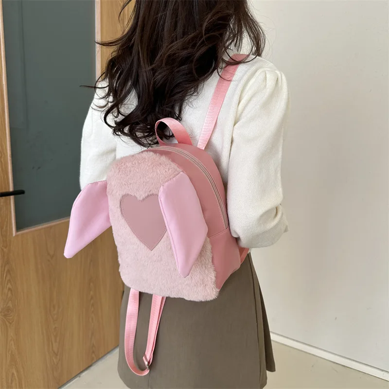 

Solid Color Backpack Women 2024 Korean Cute Winglet School Bags For Teenager Girls Bookbag Lady Travel Backbag Shoulder Bag
