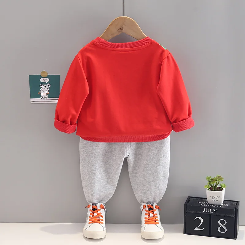 stylish baby clothing set Spring and Autumn Children's Suit Boys Cartoon Pullover Two-piece Long Sleeve 0-4 Years Old Boys and Girls Casual Sweater Suit sun baby clothing set