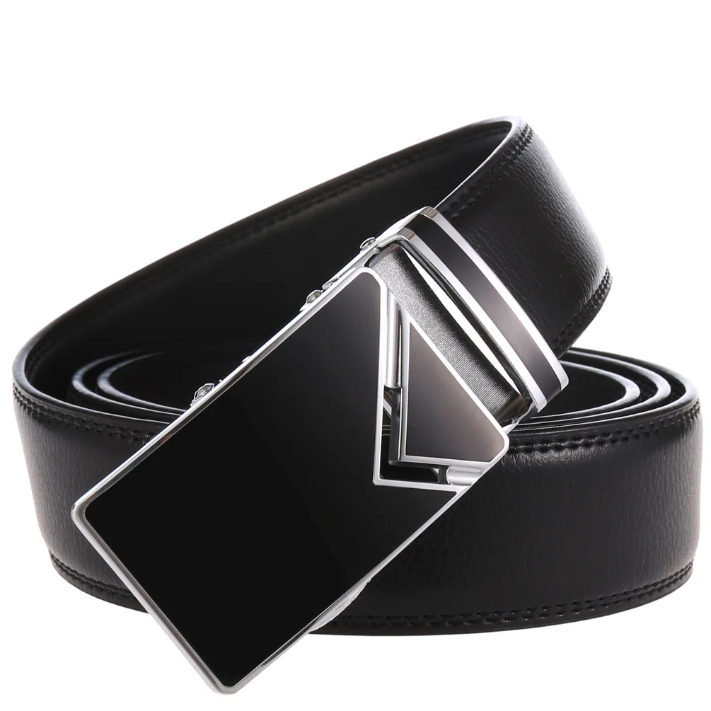 Neuankömmling Weiß & Schwarz Männer Gürtel Automatische Legierung Schnalle Männlichen Echtes Rindsleder Leder Golf Gürtel Plus Größe 130cm_voghion.com