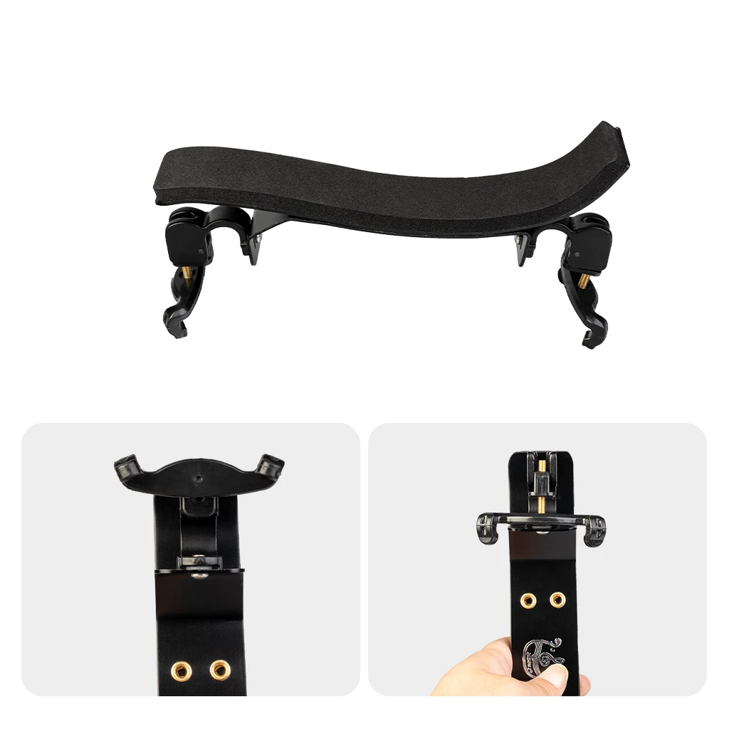Violin Shoulder Rest Black 4/4-1/8 Size Comfortable Foam Pad Silicone Claws