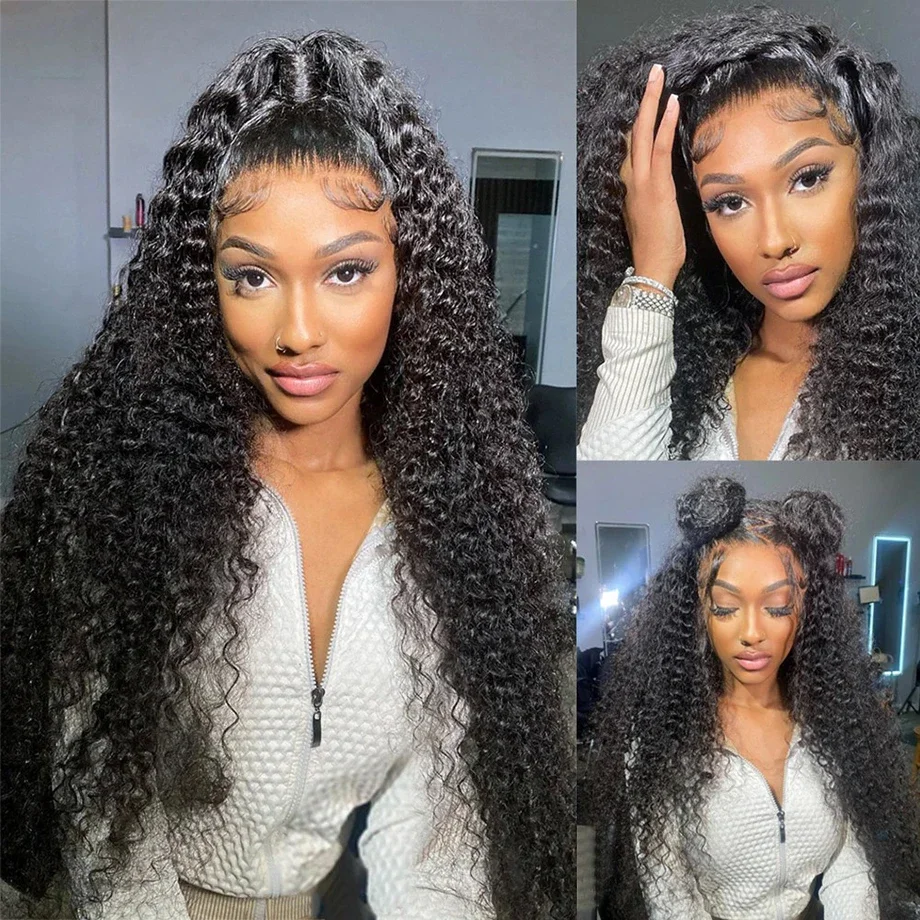 30 Inch Deep Wave Frontal Wig Human Hair 13x4 Curly Lace Front Wig Full Transparent HD Lace Water Wigs 250 Density Brazilian