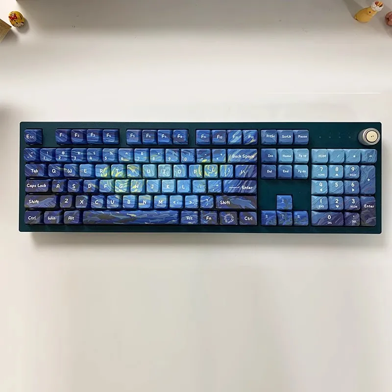 Deep Sea Starry Sky Keycaps Grupo Pbt Lados Dye Sublimation Key Caps Mda Profile Keycap Barra de Espaço 7u para mx Switch 134 Chaves - Imagem 5