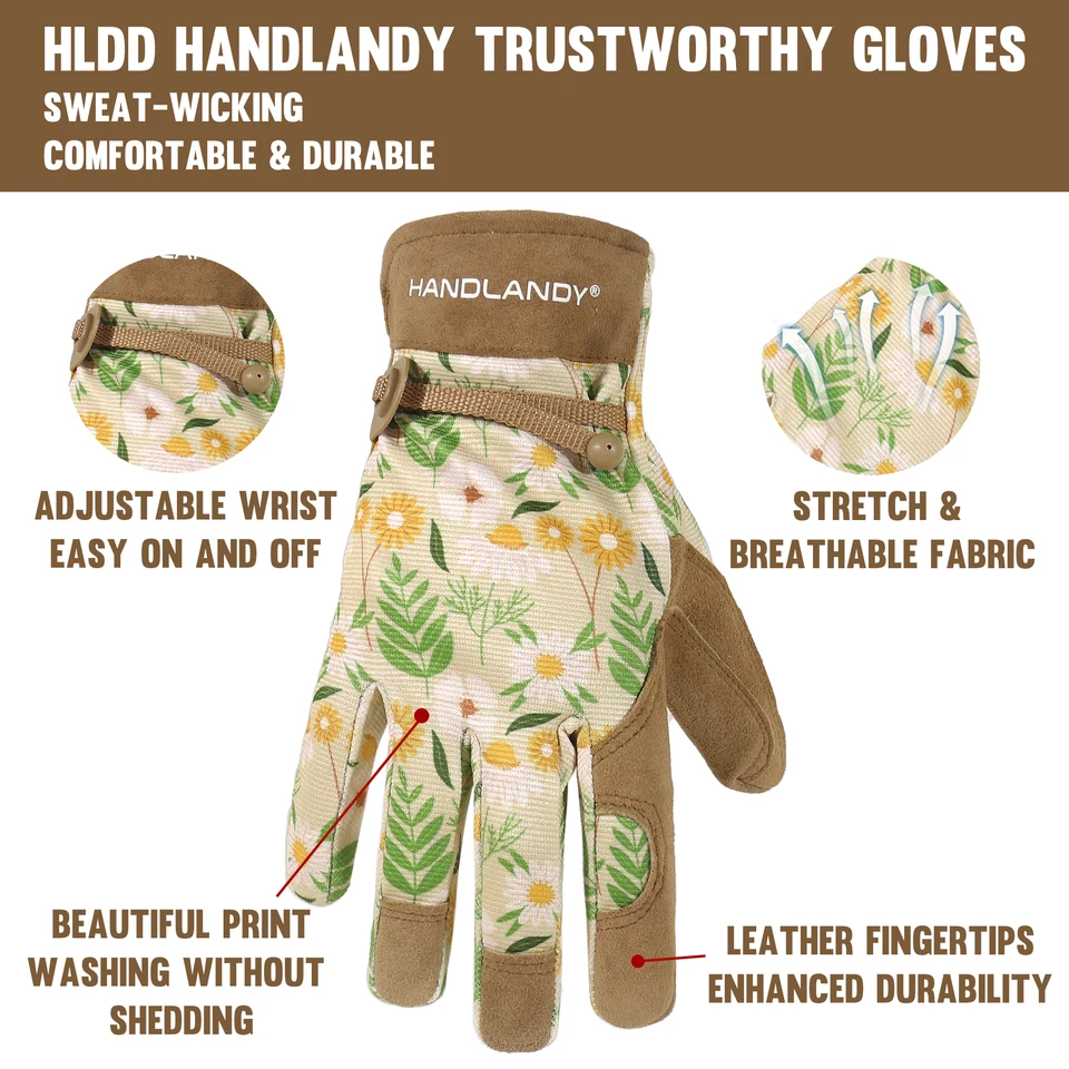 Guantes De Jardinería De Cuero Para Mujer: Guantes De Trabajo Para Desmalezar Cavar Plantar Rastrillar Y Podar