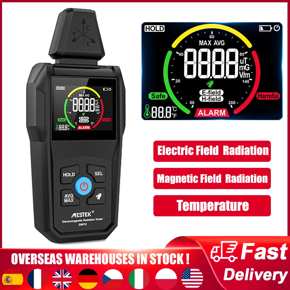 Portable Electromagnetic Radiation Detector Digital EMF Meter