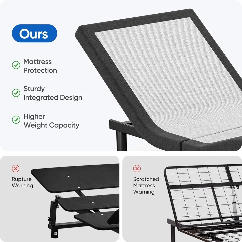 Adjustable Bed Frame Split King with Massage, Electric Bed Base Frame with Adjustable Legs, USB Ports, Wireless Remote 2