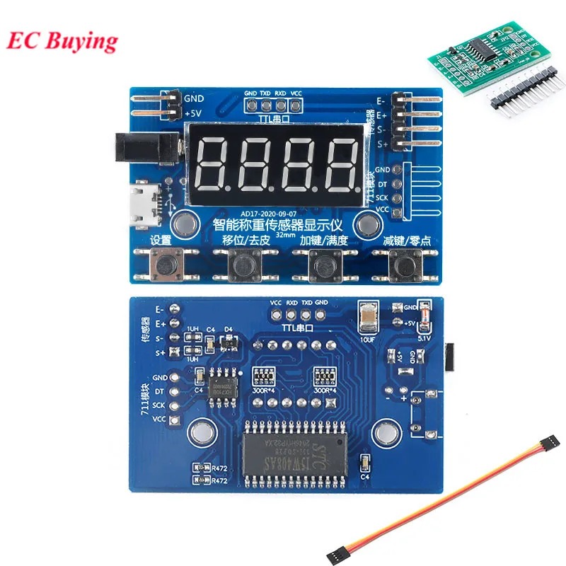 HX711 Load Cell AD Weight Pressure Sensor AD Module with Display 24-bit Weighing Instrument Electronic Scale 1KG 5KG 10KG 20KG