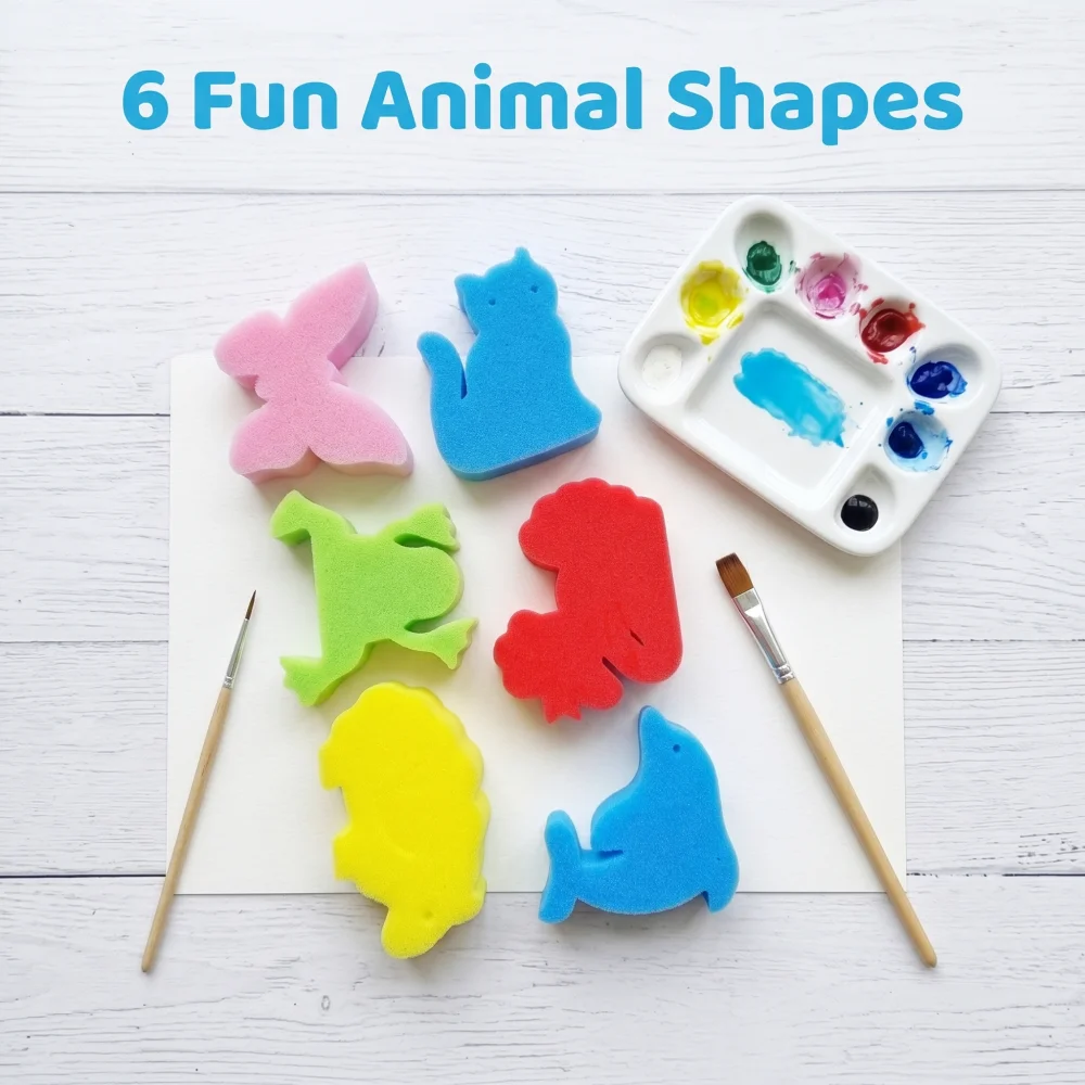6Pcs 동물 패턴 스폰지 스탬프, 나비 고양이 돌고래 그림 도구, 예술 창작을 ..