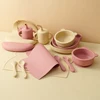 7PCS Silicone Baby Tableware Set Adjustable Bib Heat Insulation Placemat Suction Bowl Dishes Portable Sippy Cup Soft Utensils 5