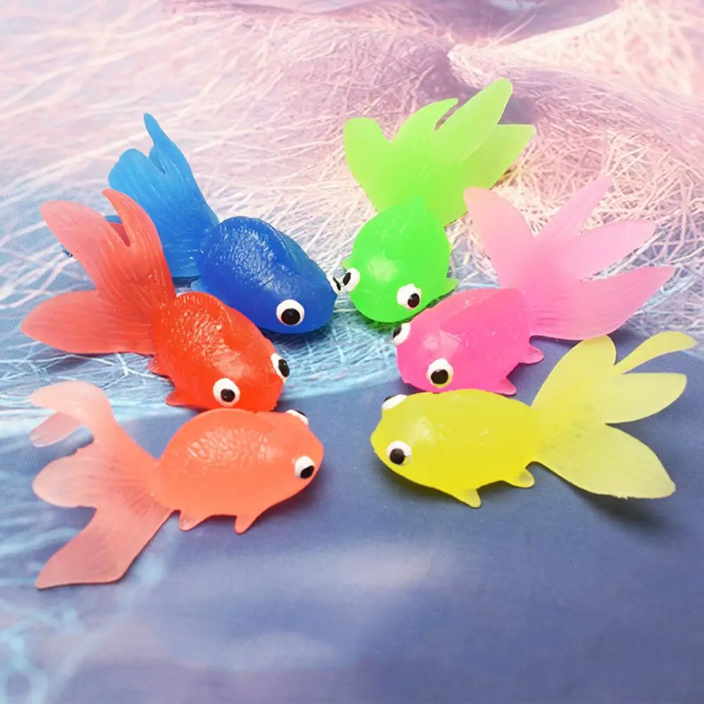 Goldfish Model Colorful Cartoon Fish Series Miniature Figurine Ornament Sea Animal Fish Figurine Kid Fishing Toy Fish Tank Decor mini glass bird figurine custom easter colorful lovely thumb size design handmade animal ornament home garden decor accessories