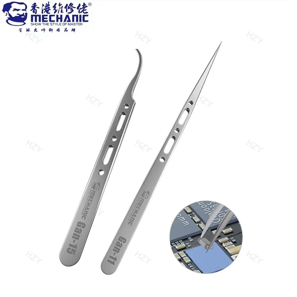 MECHANIC GAN-11 GAN-15 Extra Hard Non-magnetic Tweezers for Phone Repair High Precision Electronic Jump Wire Repair Tweezers