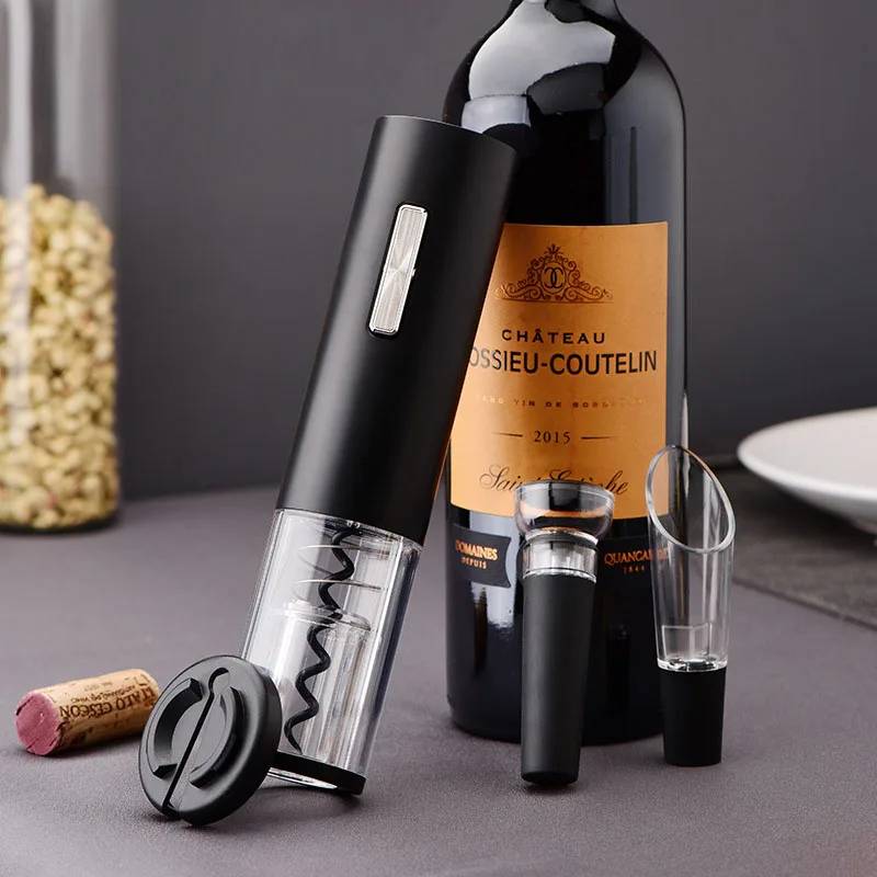 

Electric Wine Set Wine Bottle Corkscrew Rechargeable Gifts Set with Opener Wrap Cutter Preserve Stopper Pourer