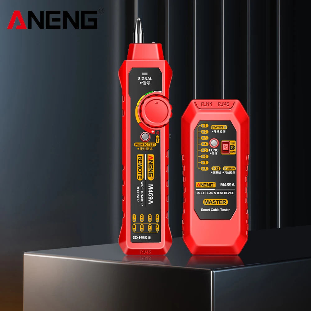 ANENG M469A Networking Analyzer RJ45 RJ11 LAN Cable Tester Finder Multi Wire Tracker Receiver with Flashlight for Network Repair