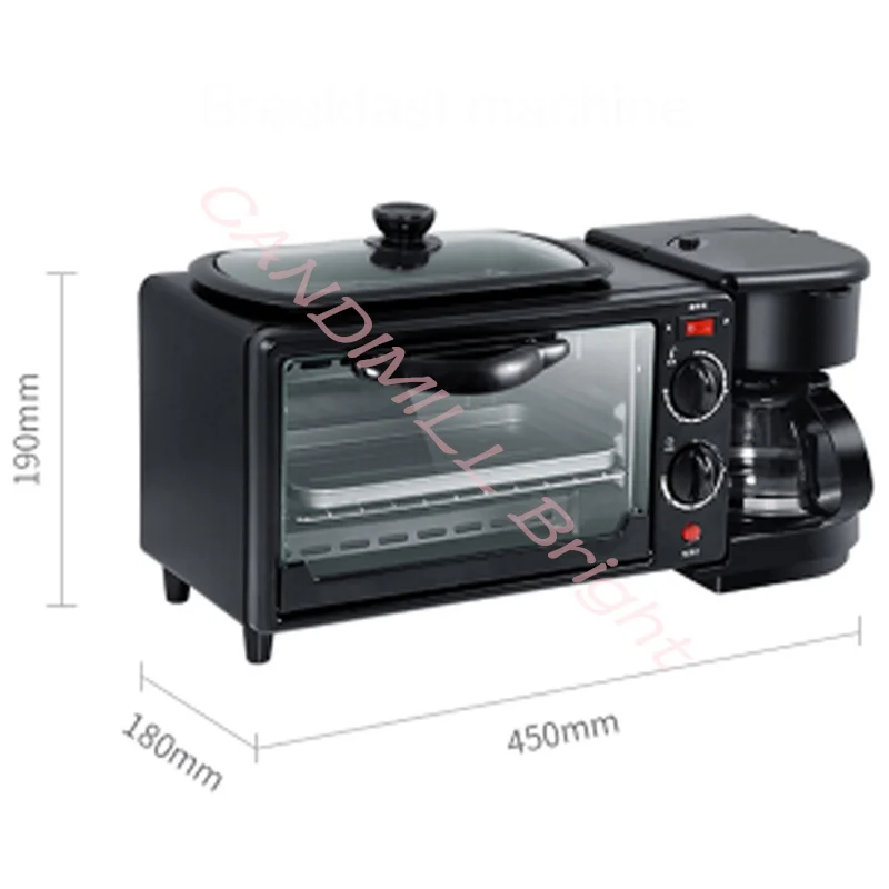 3 In 1 Electric Breakfast Machine Automatic Multifunction Sandwich Coffee Maker Household Mini Oven Bread Pizza Frying Pan