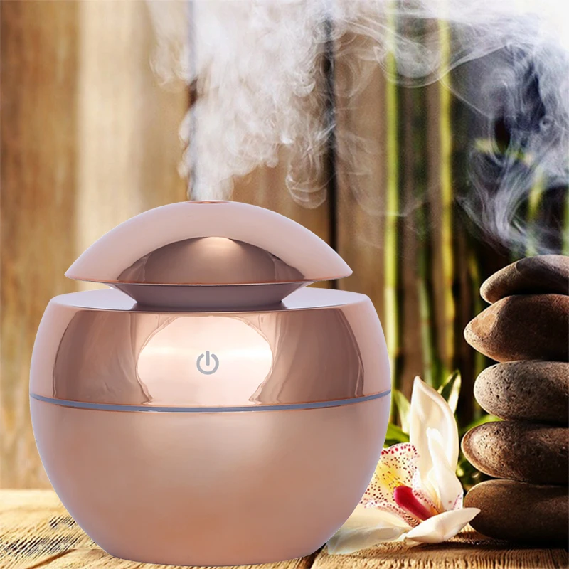 

ultrasonic air humidifier USB aroma oil diffuser wood electric humidifier 130ml mini aromatherapy LED light mist maker for home