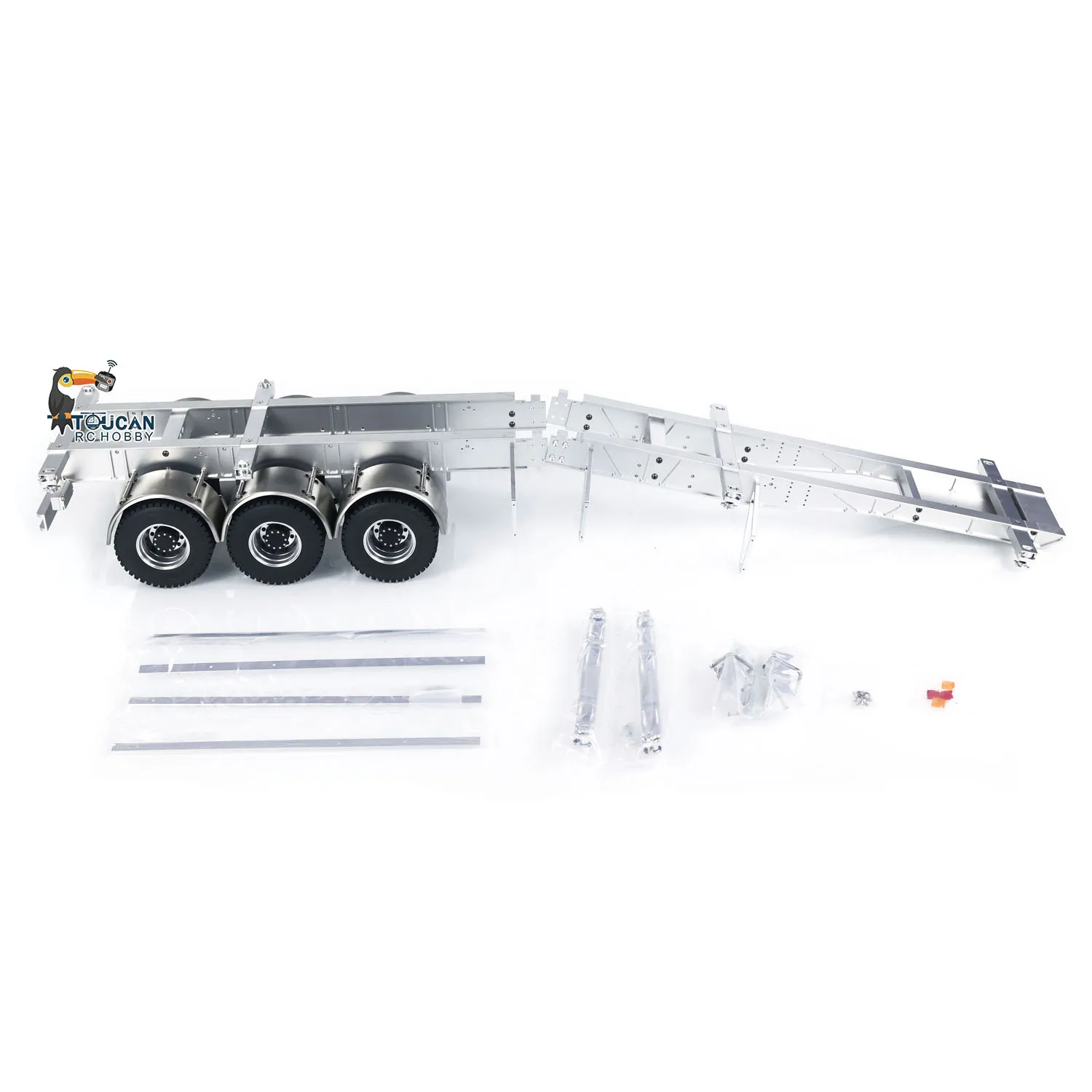 1/14 RC Metal Frame Trailer 3-axle Trailers for Remote Control Tractor Truck Dumper Tipper Car DIY Mode 40 Feet Container Toys 3