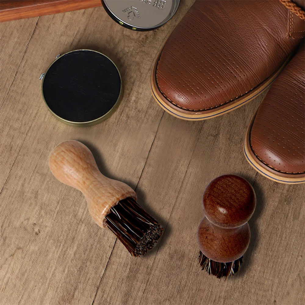 Horse Hair Oiling Brush Portable Soft Fur Leather Shoe Care Wooden Handle Brush Dust Removal Polishing Multifunction Shoe Brush 5