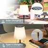 Solar Table Lamp for Camping Garden 2-in-1 Solar & USB Charging Dimmable RGB Colors Wireless IP44 Waterproof Outdoor Lightings 4