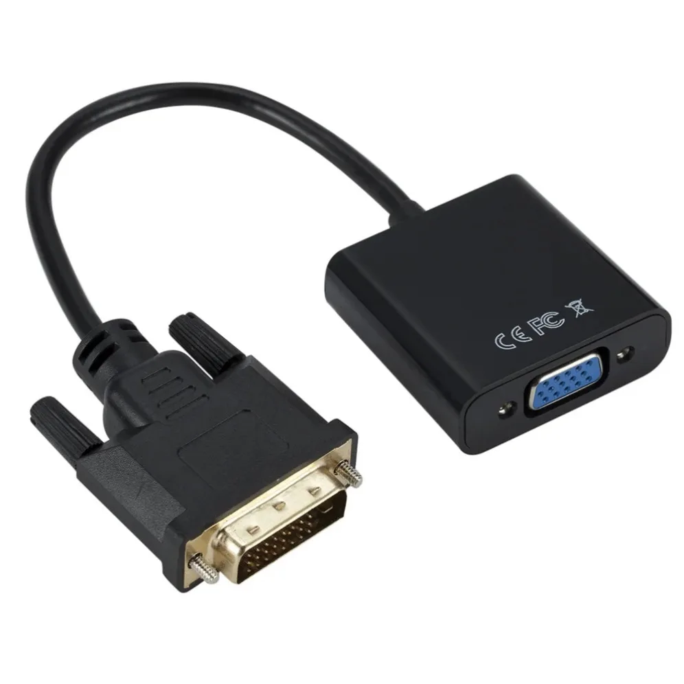 DVI-D Male To VGA Female Adapter – 24+5 Dual Link Converter For PC Monitors & Displays