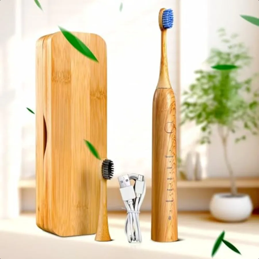 Sonic Electric Bamboo Toothbrush Soft Bristles 5 Modes