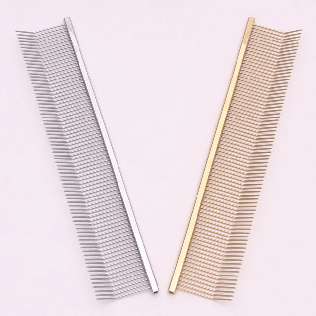 Copper Dog Grooming Combs Pet Boundary Knot Massage Tools Professional Salon Cat Hair Cleaning Crescent High Low Teeth 7816# 2