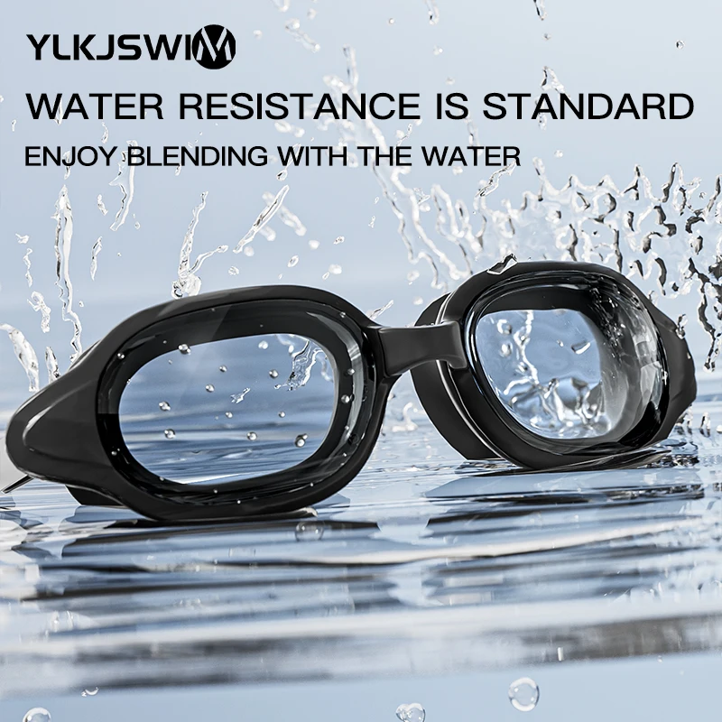 Swimming Goggles Swimming Cap One set of anti-fog large-frame swimming goggles + silicone swimming cap from YLKJSIWM goggles anti UV