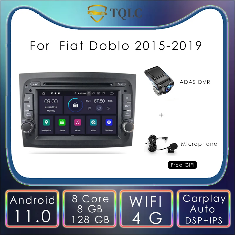 

Car Radio Android Player DAB+ GPS Stereo Receiver For Fiat Doblo 2015-2019 Carplay Car Multimedia Player Autoradio 4G WIFI
