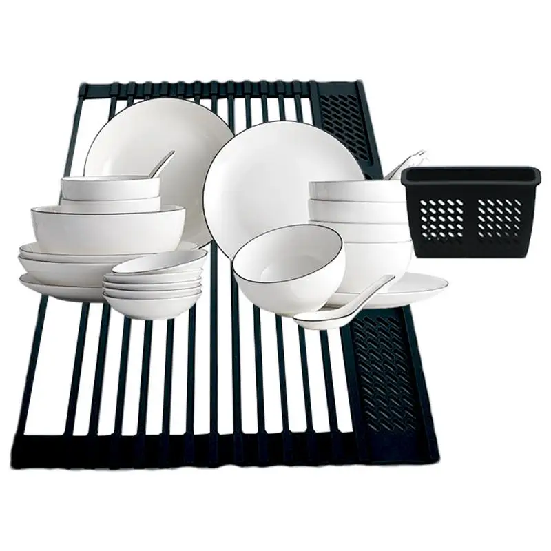 

Roll Up Dish Drying Rack Foldable Steel Dish Drainer Kitchen Sink Holder Bowl Tableware Plate Suspended Organizer