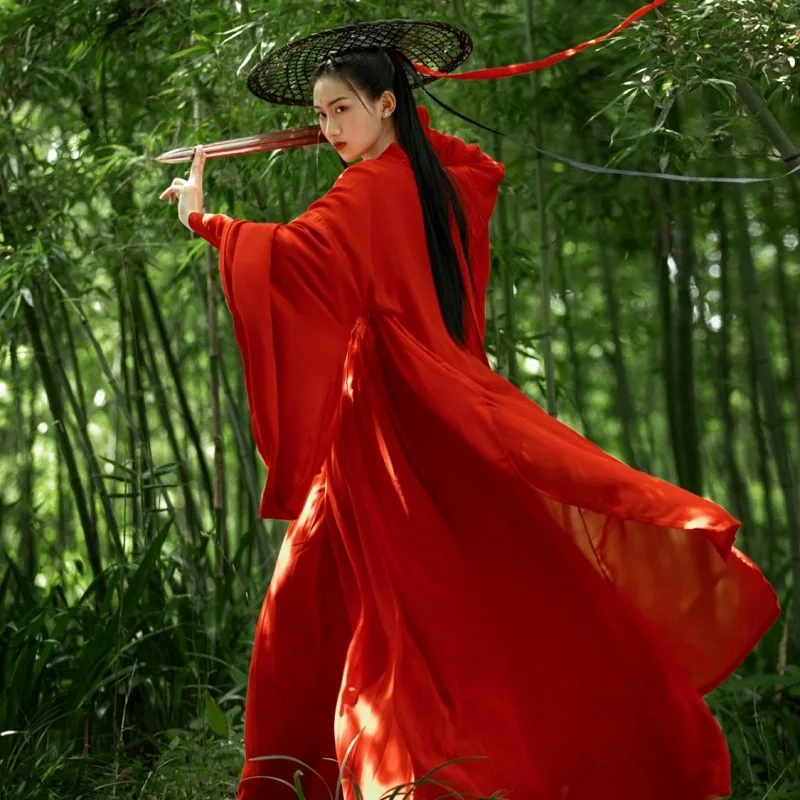 WATER HANFU 여성용 카니발 코스프레 의상, 중국 전통 스타일, 무대 댄스 원피스, 고대 사진 세트, 레드
