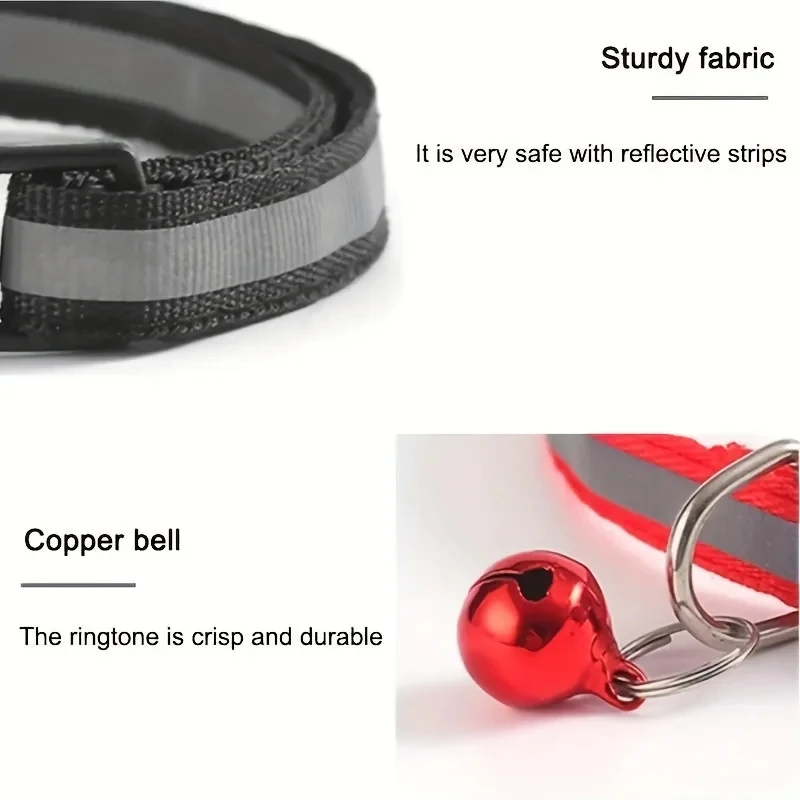 10-Pack Reflective Breakaway Cat Collars with Bells & Round Ears, Durable Polyamide Material, Adjustable Safety Pet Collar Set w 5
