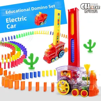 Transparent Electric Domino Set with Automatic Stand And Train - Children's Puzzle Toy Plastic Multicolor 20 Pieces 1