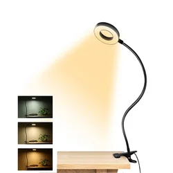 Compact LED Clip-On Desk Lamp with Flexible Gooseneck and Eye-Caring Light (Black)