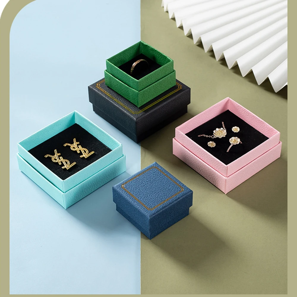 24pcs Kraft Paper Cardboard Jewelry Boxes Storage Display Carrying Box For Necklaces Bracelets Earrings Rings Square Rectangle