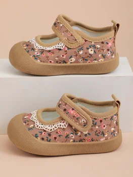 Spring and Autumn 2024 New Korean Version of Indoor Girls' Canvas Shoes Soft-Soled Children's Baby Toddler Shoes Children's Shoes