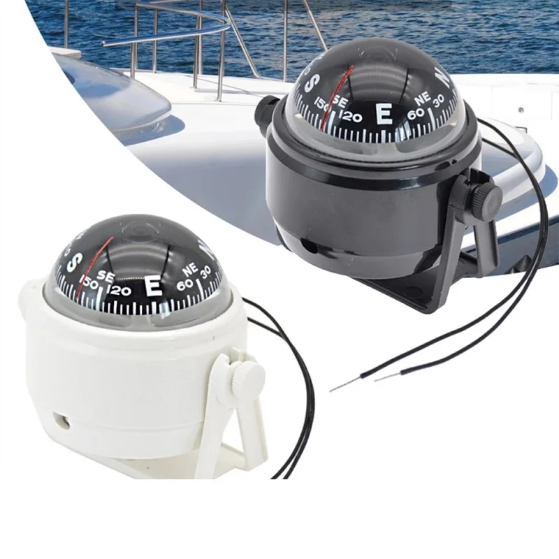 Boat Compass With Electronic LED Light Waterproof Nautical Compass Sea Pivoting Marine For Marine Navigation Positioning witmotion wt9011dcl bluetooth 5 0 accelerometer gyroscope angle sensor electronic compass magnetometer inclinometer