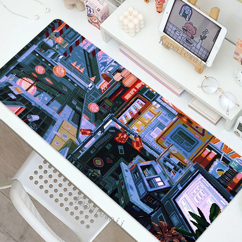 Large Gaming Mousepad Pixel Sence Cute Mouse Pad Compute Mouse Mat Gamer Street Art Desk Mat For PC Keyboard XXL Table Carpet