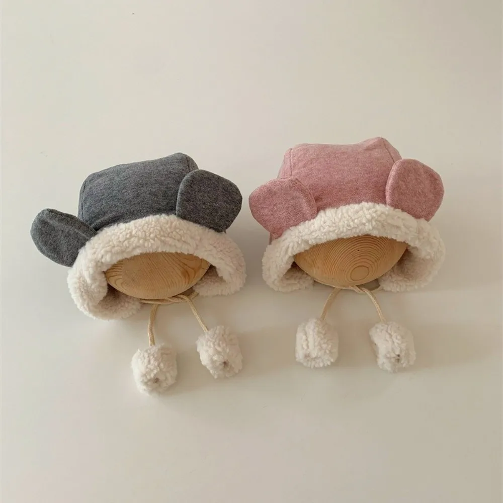 Kawaii Cute Bear Ear Hat Fleece Thick Baby Beanie Cap Winter Warm Ear Protection Hat Boys Girls