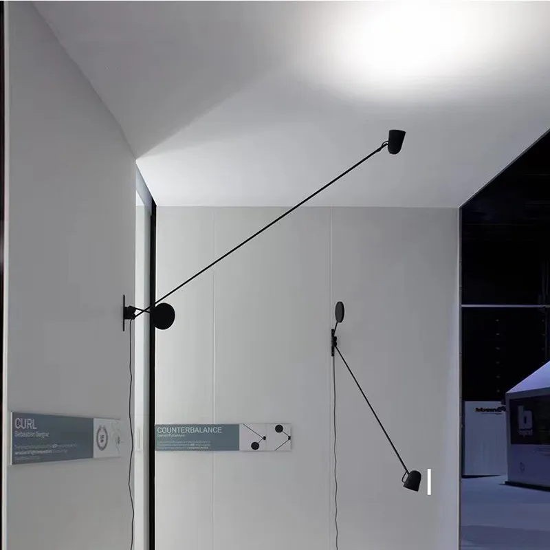 Minimalist Swing Arm Wall Lamp LED  adjustable long pole lamp for reading Living Room Bedroom Luminaria Art Decor dining light 5