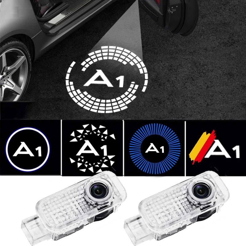 2Pcs Luci Della Portiera Dell'Auto Logo Proiettore Lampada Laser Di Cortesia Per Audi A1 2012-2023 Badge Portiera Dell'Auto Led Welcome Light Pattern 