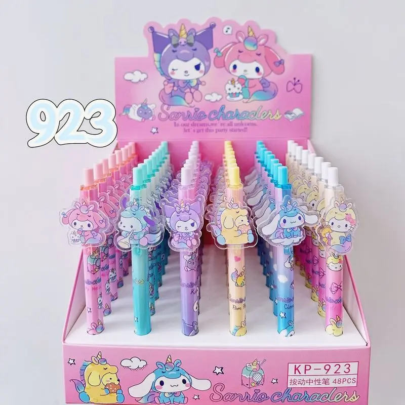

Sanrio 48pcs Press Gel Pen Cartoon Cute Student Writing Patch Pen 0.5mm Black Smooth Pen School Office Stationery Wholesale