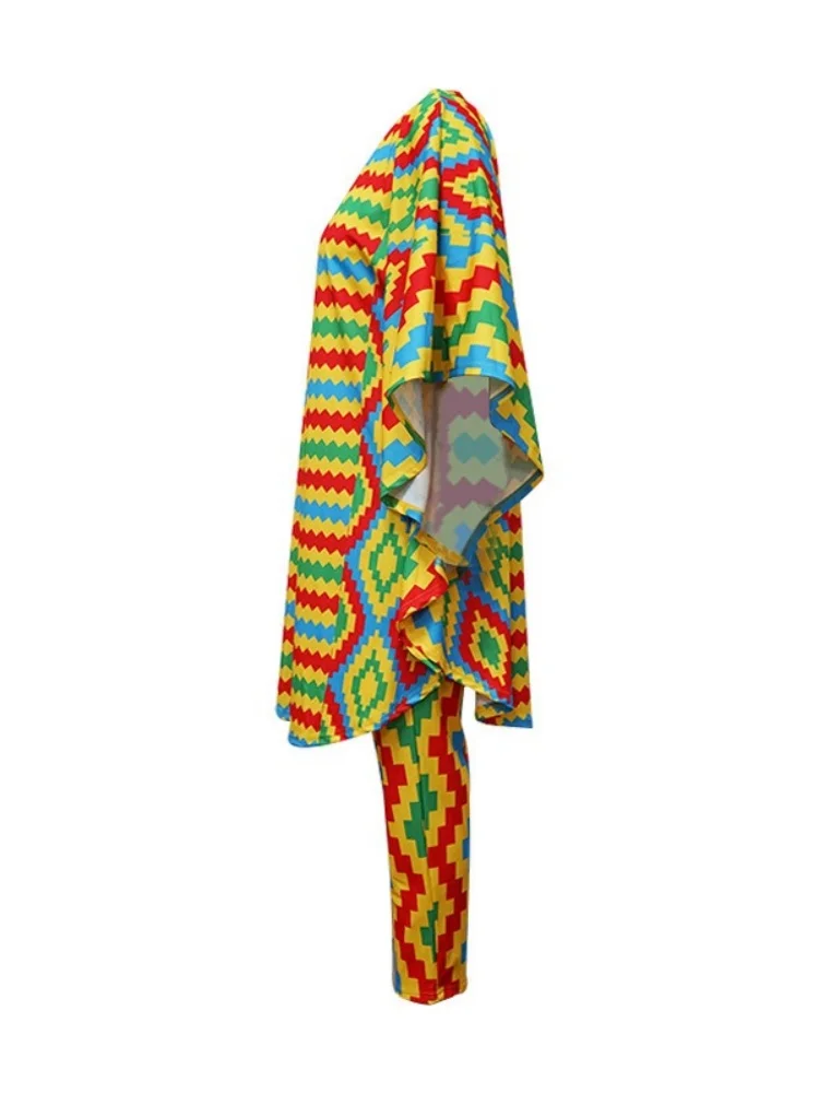 Wmstar Two Piece Sets Women Wholesale Loose Digital Print African Top and Pants New in Summer Matching Suit Drop Shopping