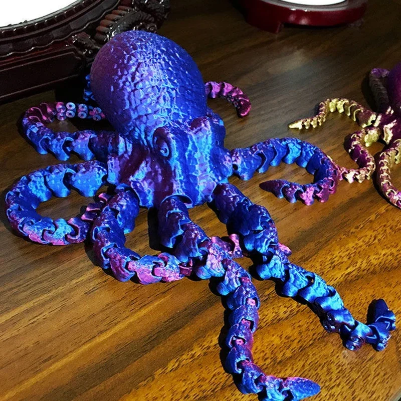 3D Printed Octopus Movable Flexible Joints Fidget Toy Home Office Desktop Ornament Ocean Animal Decor New Year Gifts Kid Toy
