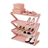 4-Tier Pink Z-Shaped Shoe Rack - Floor-Mounted Storage Rack for Living Room Bedroom & Entryway|Shoe Rack|Shoe Storage Organizer 6