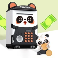 Panda Piggy Bank Fingerprint Password Unlock Automatic Induction Roll Simulation Electronic ATM Toys for Kids Safe Saving Money 2