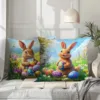 Happy Easter pillow cover Spring cute bunny and floral pattern printing home room decoration Sofa chair cushion cover 3