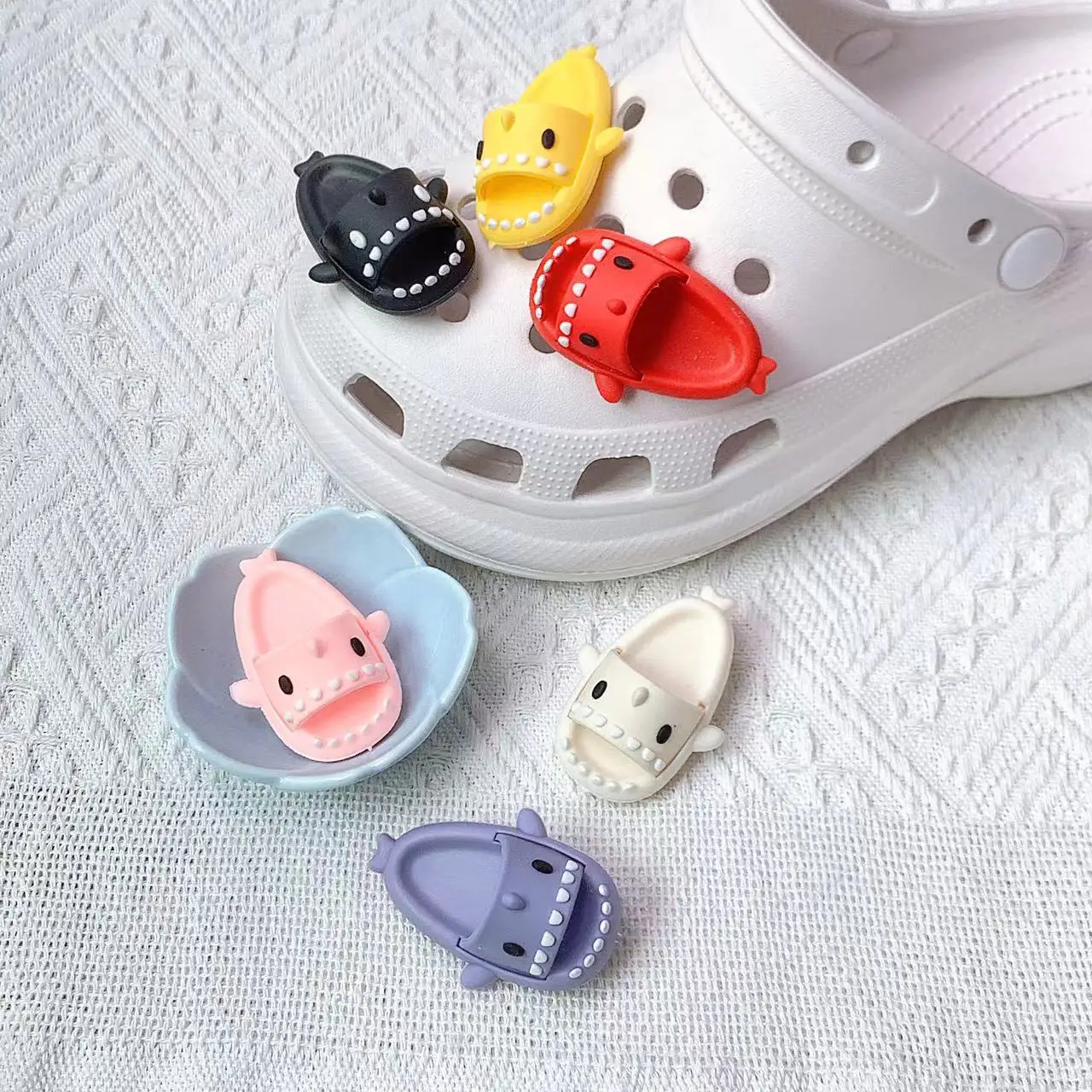 1Pc Cute Mini Shark Shape PVC Shoe Charms for Bubble Slipper