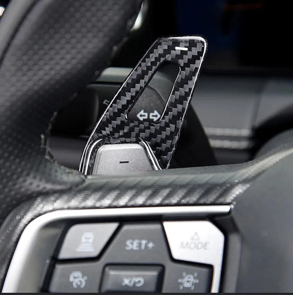 LHD RHD Real Carbon Fiber Interior Steering Wheel Shift Paddle Shifter Extension Modification Decoration For Ford Mustang 2024 2